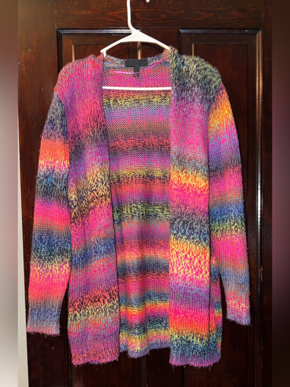 Multicolor Open-Front Knit Cardigan Sweater - Women's